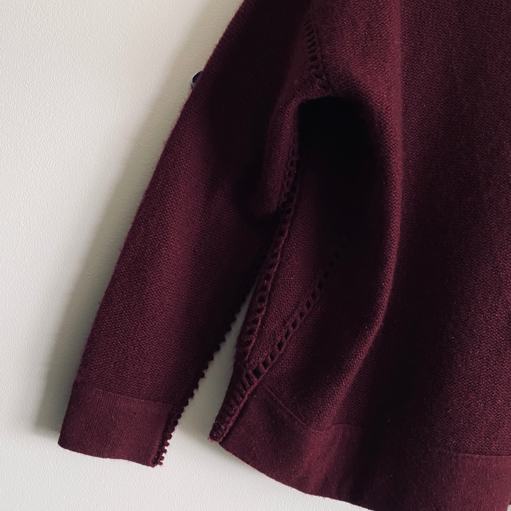 360 100% CASHMERE New $445 Boatneck Sweater Wine S - Picture 3 of 7